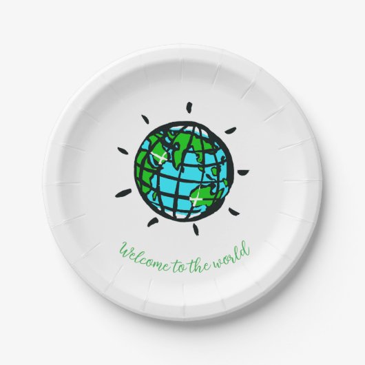 Graphic Planet Earth - Baby shower - Feest Papieren Bordje (Voorkant)