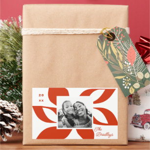 Graphic Poinsettia vakantiefoto Rechthoekige Sticker