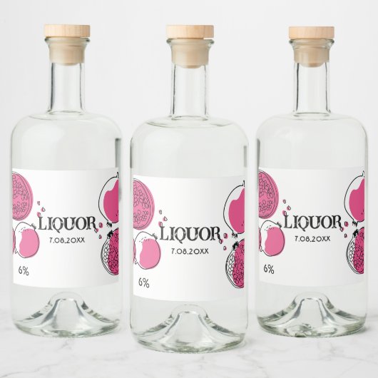Graphic pomegranate Pink Magenta Graphic Modern. Likeurfles Etiket (Flessen)