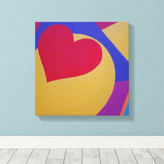 Graphic Red Heart Canvas Print (Insitu (Houten vloer))