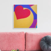 Graphic Red Heart Canvas Print (Insitu (Woonkamer))