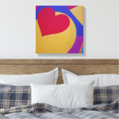 Graphic Red Heart Canvas Print (Insitu (Slaapkamer))
