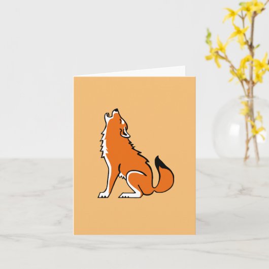 Graphic Red WOLF - Behoud - Oranje Note Kaart (Gele Bloem)