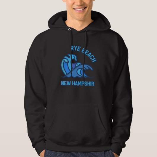 Graphic Rye Beach New Hampshire Pocket Wave Souven Hoodie (Voorkant)