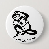 Graphic -Save BONOBOS - Chimpansee - Wildlife - Ronde Button 7,6 Cm (Voorkant)
