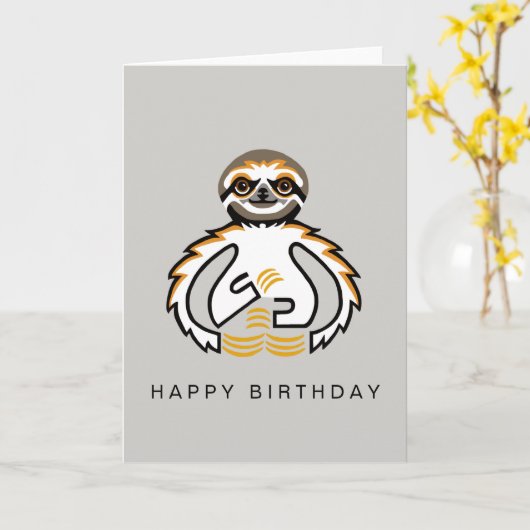 Graphic SLOTH -Wilde dieren - Natuur Kaart (Gele Bloem)