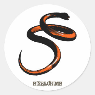 Graphic Snake Sinaasappel Ronde Sticker