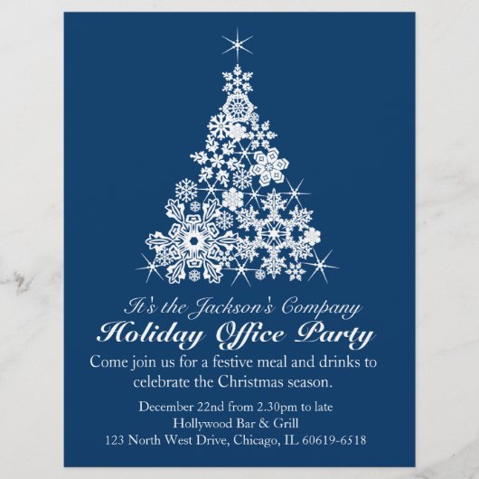 Graphic snowflake tree navy kantoor party flyer persoonlijk briefhoofd (Voorkant)