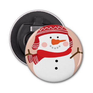 Graphic Snowman Button Flesopener