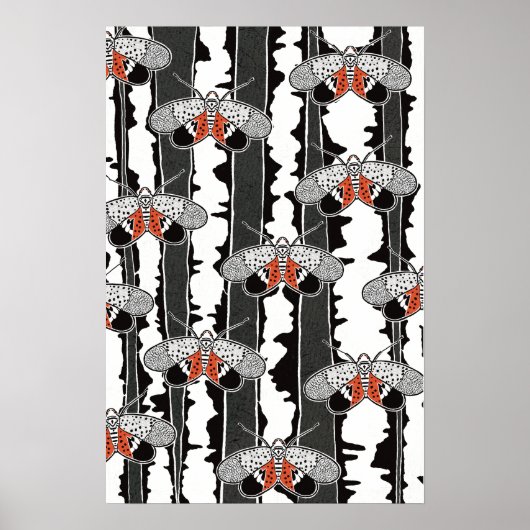 Graphic Spotted Lanternfly Hand Drawn Art Poster (Voorkant)