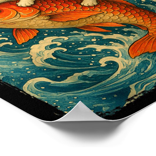 Graphic Tee Men Women Funny Cat Koi Japanese Art W Poster (Hoek)