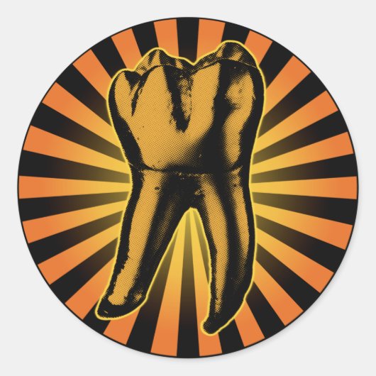 Graphic Tooth Emblem Ronde Sticker (Voorkant)