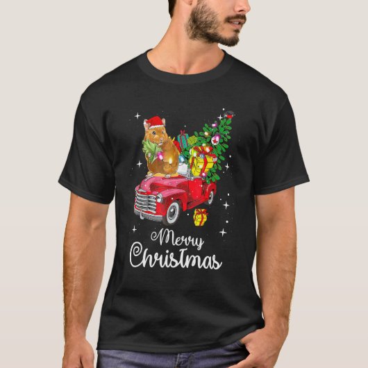 Graphic Truck Santa Hamster Xmas Tree Pajama Chri T-shirt (Voorkant)