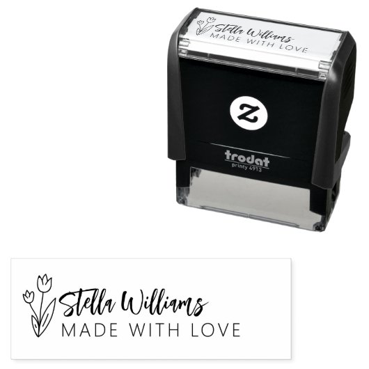 Graphic Tulip Script met liefde gemaakt Zelfinktende Stempel (In situ)