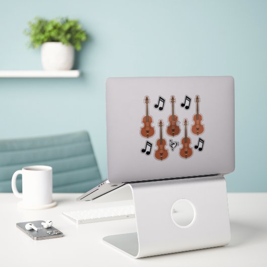 Graphic Violins en notities Sticker (Laptop op bureau)
