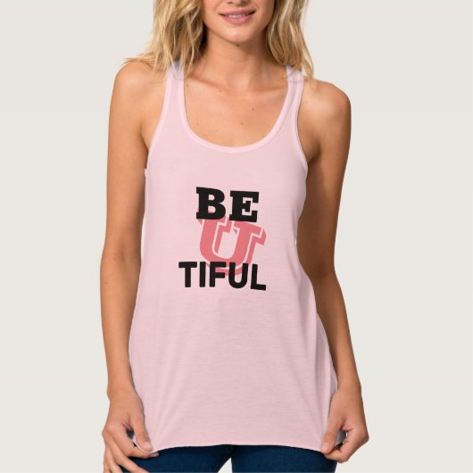 Graphic White BE U TIFUL Womens Vriendin Tanktop (Voorkant)