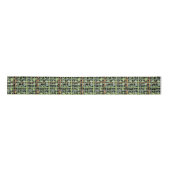 Graphic Woven Fluffy Burlap Green Satijnen Lint (Voorkant)