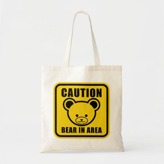 Graphic Yellow Black Teddy Bear Warning Sign Tote Bag (Voorkant)