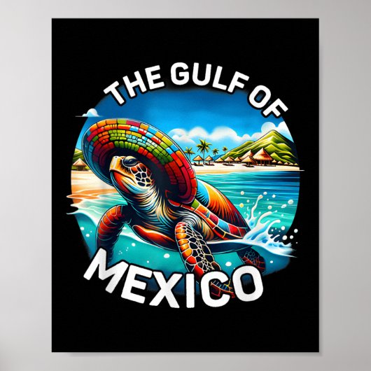 Graphic Zee Turtle Golf of Mexico nooit vergeten Poster (Voorkant)