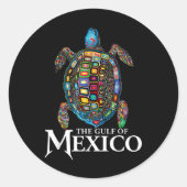 Graphic Zee Turtle Golf of Mexico nooit vergeten Ronde Sticker (Voorkant)