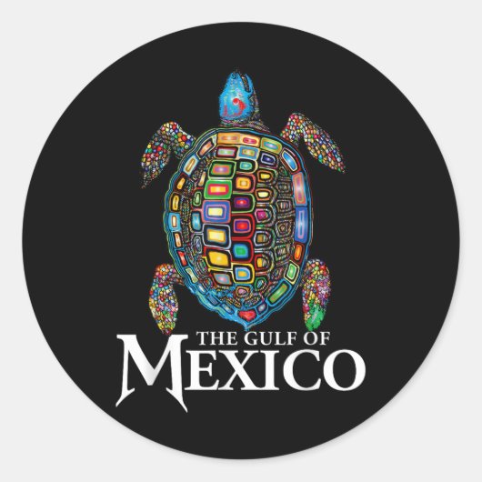 Graphic Zee Turtle Golf of Mexico nooit vergeten Ronde Sticker (Voorkant)
