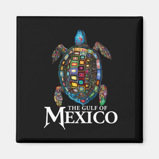 Graphic Zee Turtle Golf of Mexico vergeet nooit mi Magneet (Voorkant)