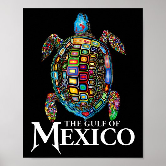 Graphic Zee Turtle Golf of Mexico vergeet nooit Tr Poster (Voorkant)