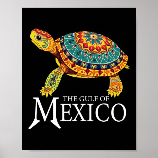 Graphic Zee Turtle Golf of Mexico vergeet nooit Tr Poster (Voorkant)