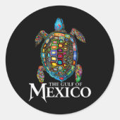 Graphic Zee Turtle Golf of Mexico vergeet nooit Tr Ronde Sticker (Voorkant)