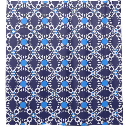 Graphical Blue French Bulldog Pattern Douchegordijn (Voorkant)
