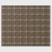 Graphical Seasonal Woven Pattern Red Green White Cadeaupapier (Vlak)