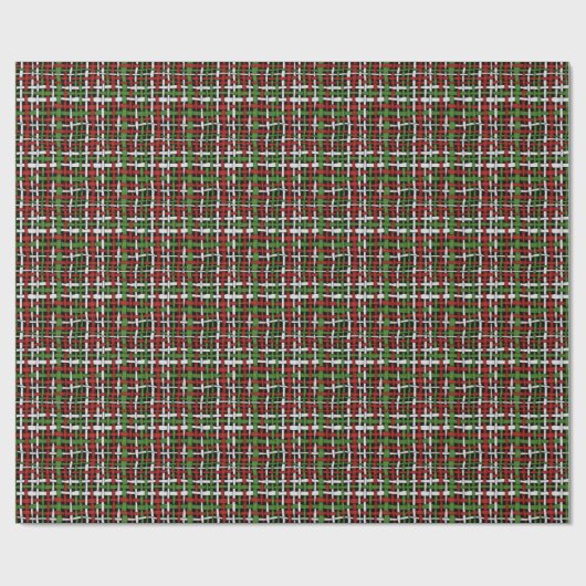Graphical Seasonal Woven Pattern Red Green White Cadeaupapier (Vlak)