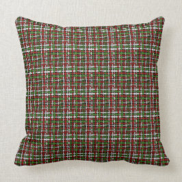 Graphical Woven Burlap Green White Kussen