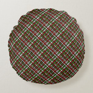 Graphical Woven Burlap Red White Rond Kussen