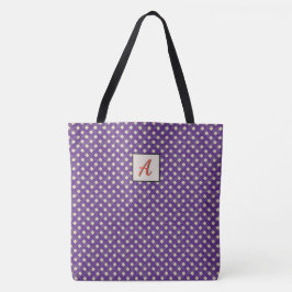 Graphical Woven Paars op Custom Color Monogram Tote Bag