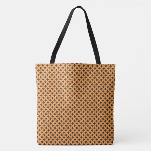 Graphical Woven Rattan Yellow op Custom Brown Tote Bag (Voorkant)