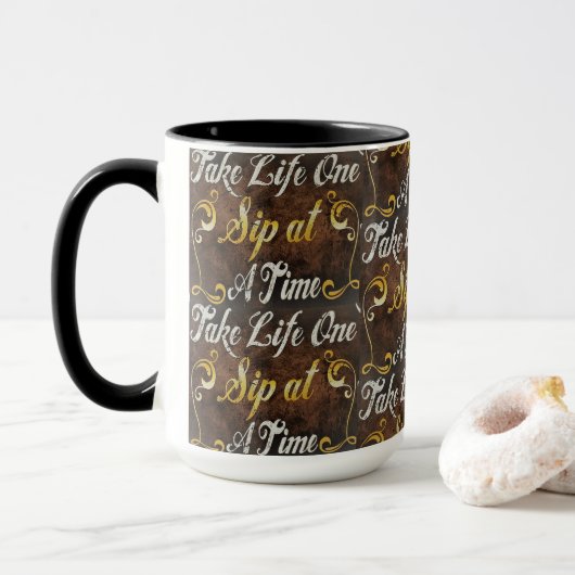 Graphics Art "Eén sip tegelijk" Mok (Met donut)