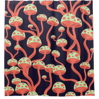  Graphics Paddenstoelen Naadloos Patroon Douchegordijn