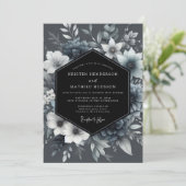 Graphite Ethereal Bloom Wedding Kaart (Staand voorkant)