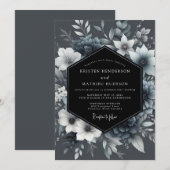 Graphite Ethereal Bloom Wedding Kaart (Voorkant / Achterkant)