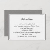 Graphite Gray Filigree Posh Wedding Rehearsal Kaart (Voorkant / Achterkant)