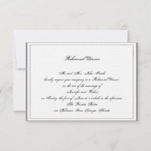 Graphite Gray Filigree Posh Wedding Rehearsal Kaart