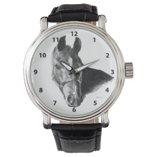 Graphite Horse Head Horloge