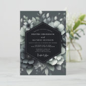 Graphite Shadowy Bloom Wedding Kaart (Staand voorkant)