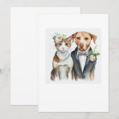 grapig serieus: kat en hond trouwen, waterverf kaart (Voorkant / Achterkant)