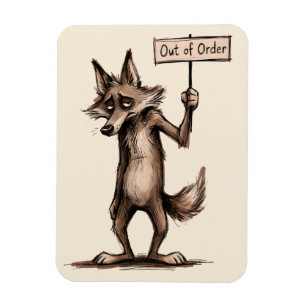 Grapige chagrijnige coyote cartoon 'Buiten gebruik Magneet