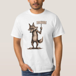 Grapige chagrijnige coyote cartoon 'Buiten gebruik T-shirt