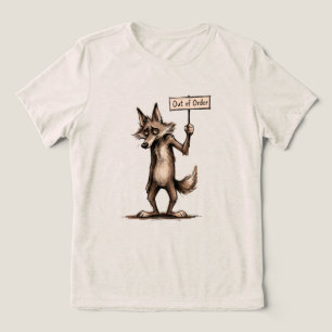 Grapige chagrijnige coyote cartoon 'Buiten gebruik Tri-Blend Shirt