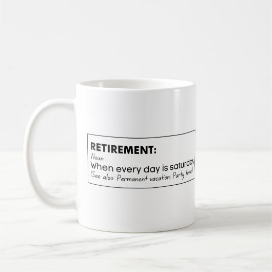 Grapige definitie van pensionering koffiemok (Links)