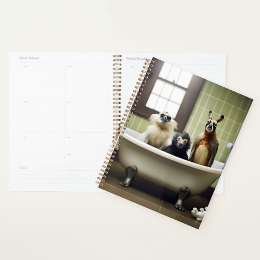 Grapige dieren in badkamer planner (Display)